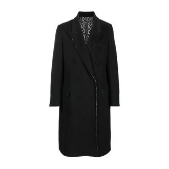 Fendi Black Reversible Wool Coat FF-Print - male - Fendi - Double-Breasted Coats - Black - L - Coats