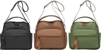 Generic Women Nylon Shoulder Crossbody Bag with Zipper for School Work Daily Use (Black)