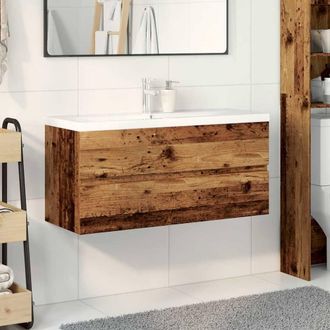 Berkfield Home Sink Cabinet with Built-in Basin Old Wood 101x39.5x49 cm in Brown