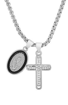 HMY Jewelry Crystal Cross Necklace in Metallic at Nordstrom Rack
