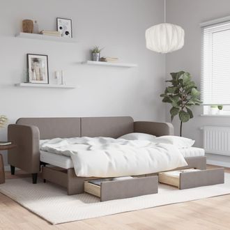 vidaXL Vidaxl - Sof&aacute; Cama Nido Con Cajones Tela Gris Taupe 80x200 Cm