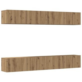 vidaXL Conjunto De 4 Piezas De Muebles Para Tv De Pared, Roble Artesanal, 100x30x30 Cm Vidaxl