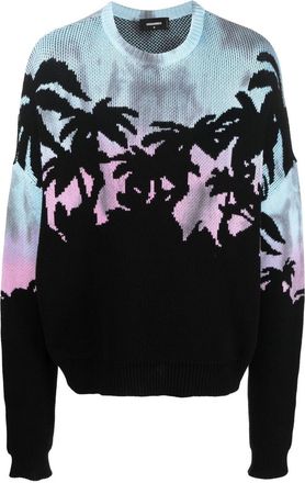 Dsquared2 tropical patterned-jacquard jumper - men - Cotton - L - Black