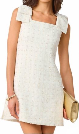 Lilly Pulitzer Anders Skirted Shift Romper In Resort White Flower Pearl Embellished Boucle