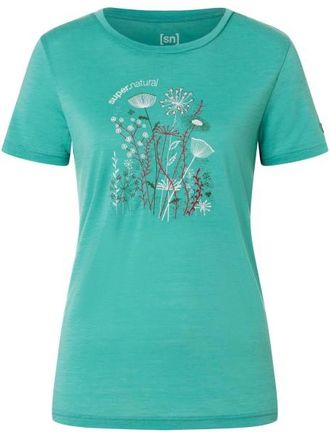 super.natural Rock Flowers Tee Merinoshirt f&uuml;r Damen | t&uuml;rkis