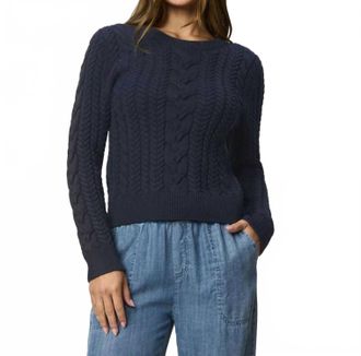 Splendid Annabella Cable Knit Sweater In Navy