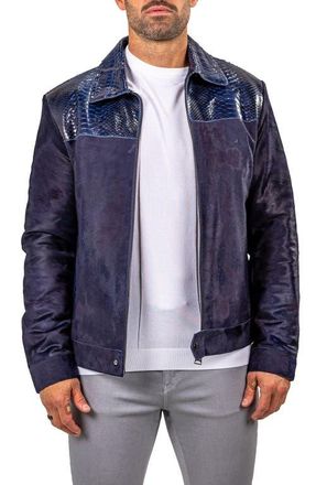 Maceoo Leather Jacket in Black/Blue at Nordstrom, Size 4