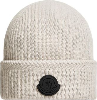 Moncler Moncler Cashmere Blend Logo Beanie, Men, Grey, Size: One Size