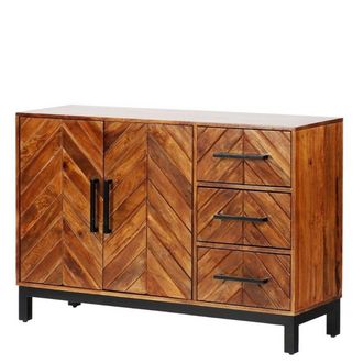 Jaipur Furniture Parquet 120 cm Sideboard - Mango Wood/Iron - L40 x W120 x H80 cm - PP Finish in Brown