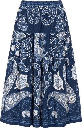 Sea NY Emelina Midi Rok - Dames - Midirokken - Blauw - M - Katoen - Rokken