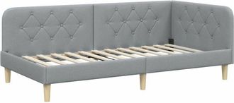 vidaXL Corner Bed Frame with Headboard Light Grey 100 x 200 cm Fabric vidaXL