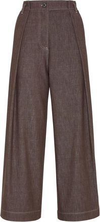 Brunello Cucinelli Wide Broeken - Dames - Wijde Broeken - Bruin - M - Broeken