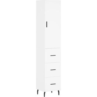 vidaXL Aparador Alto Madera Contrachapada Blanco 34,5x34x180 Cm Vidaxl