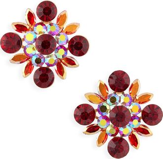 Tasha Crystal Flower Stud Earrings in Red Combo at Nordstrom Rack