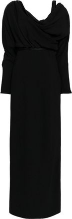 Giambattista Valli draped belted midi dress - women - Cotton - 42 - Black