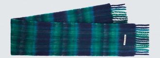 Acne Studios Fringed plaid mohair-blend scarf