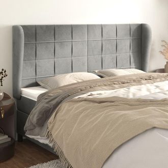 vidaXL Cabecero Con Orejas De Terciopelo Gris Claro 163x23x118/128 Cm Vidaxl