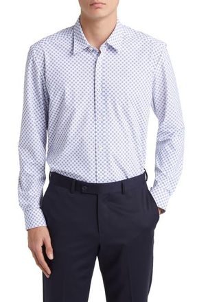 BOSS Liam Regular Fit Geometric Print Button-Up Shirt in Lt Past/bu at Nordstrom, Size Medium