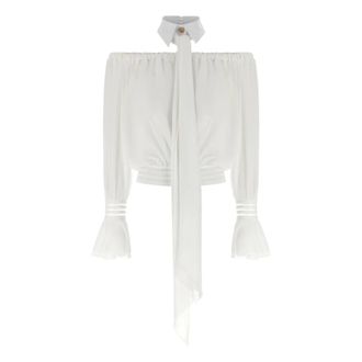 Elisabetta Franchi Blouses, female, White, Size: XS Blusa Colletto Camicia