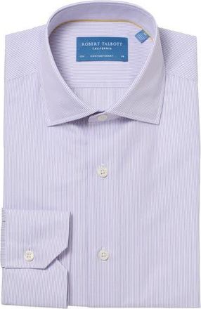 Robert Talbott Reynolds Contemporary Stripe Twill Shirt in Lavender at Nordstrom, Size 16.5