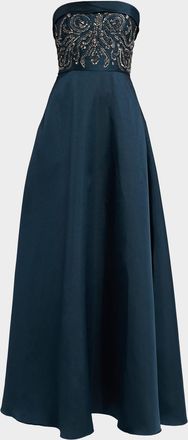 Theia Paloma Strapless Mikado A-Line Gown