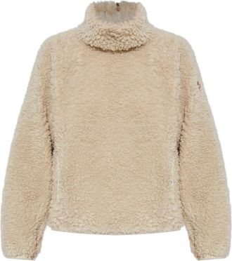 Moncler logo-patch teddy sweatshirt - Neutrals