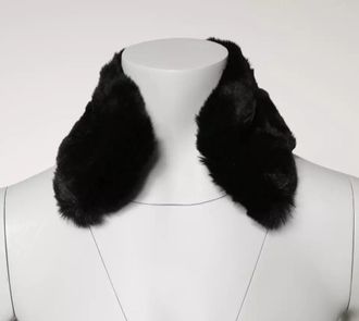 Dolce & Gabbana Black Lamb Fur Collar Women Neck Wrap Womens Scarf