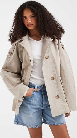 Asos Trench corto a imbuto svasato color pietra-Neutro