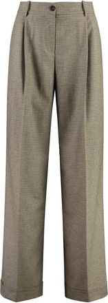 Pinko Wijde Pijpen Wollen Broek - Dames - Wijde Broeken - Bruin - S - Wol - Broeken