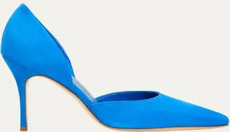Manolo Blahnik Taylerbinu Suede DOrsay Pumps