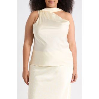 Renee C Scarf Detail One Shoulder Top in Light Butter at Nordstrom Rack, Size 3X