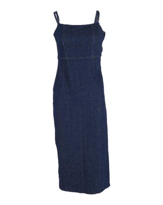 Reformation Delphinia stretchdenim midi-jurk in marineblauw katoen