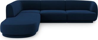MICADONI Sofá esquinero izquierdo 6 plazas de terciopelo azul regio