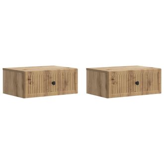 vidaXL Armario De Noche 2 Pcs Roble Artesanal 49 X 34,5 X 20 Cm Vidaxl