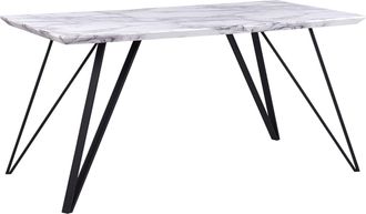 Beliani Beliani - Mesa De Comedor Blanca Con Tablero De Mdf Negro Patas De Metal 150 X 80 Cm Efecto M&aacute;rmol Glamour Industrial Molden