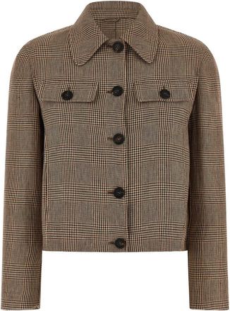 Brunello Cucinelli Brown Checks Shirt Collar Jacket