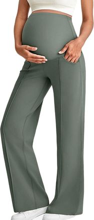 Generic Womens Maternity Leggings with Pockets High Waist Opaque Comfortable Over Bump Buttery Soft Belly Support Pregnancy Leggings Activewear Yoga Pajama Hi