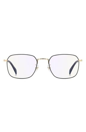 David Beckham 52mm Square Optical Glasses in Gold Black/Blue at Nordstrom