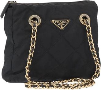 Prada Pre-owned Shoulder Bags, female, Black, Size: ONE SIZE Pre-owned Nylon Shoulder Bag