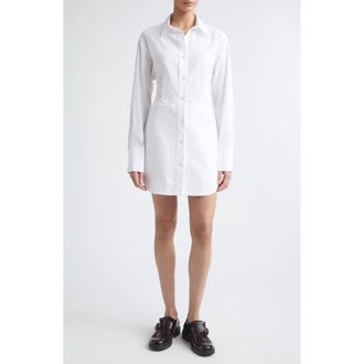Monse Bunny Ear Tied Long Sleeve Cotton Poplin Shirtdress in White at Nordstrom, Size 4