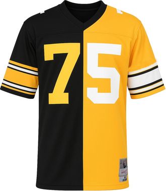 Mitchell & Ness Mens NFL Pittsburgh Steelers 75 Greene Split Legacy Jersey - Yellow/Black - Size Large