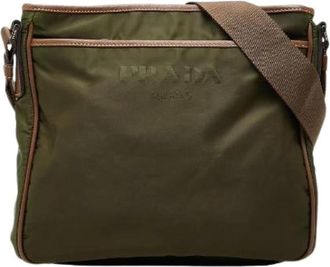 Prada Pre-owned Nylon Leather Shoulder Bag - Dames - Vintage Schoudertas - Groen - ONE Size - Nylon - Vintage