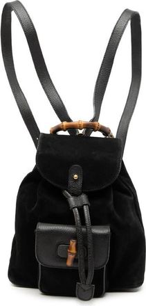 Gucci Pre-owned Gucci Suede Bamboo Backpack Unisex 003 1956 0030