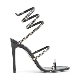 Rene Caovilla Black Open Toe Heels