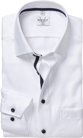 Marvelis Langarmhemd MARVELIS, Herren, Gr. 41, N-Gr, wei&szlig;, Web, Obermaterial: 100% Baumwolle, 2-Knopf-Manschette, Hemden Langarmhemd, Businesshemd, New-Kentkra