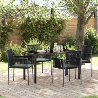 vidaXL Conjunto De Comedor De Jard&iacute;n 5 Pcs Negro Polirat&aacute;n Vidaxl