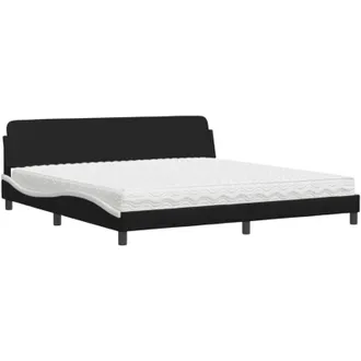 vidaXL Vidaxl - Cama Con Colch&oacute;n Cuero Sint&eacute;tico Negro Y Blanco 200x200 Cm