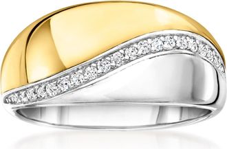 Ross-Simons Diamond Wave Ring in 14kt 2-Tone Gold