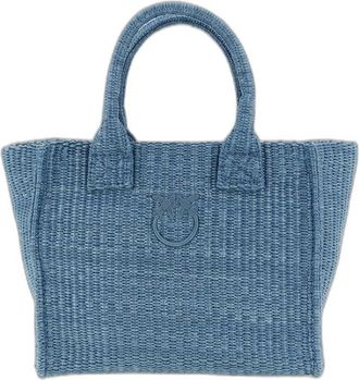 Pinko Pinko, Tassen, Dames, Blauw, ONE Size, Katoen, Strandtasche Klein