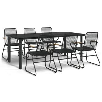 Berkfield Home 7 Piece Garden Dining Set Black PVC Rattan